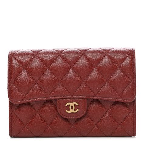chanel iridescent caviar quilted medium flap wallet burgundy